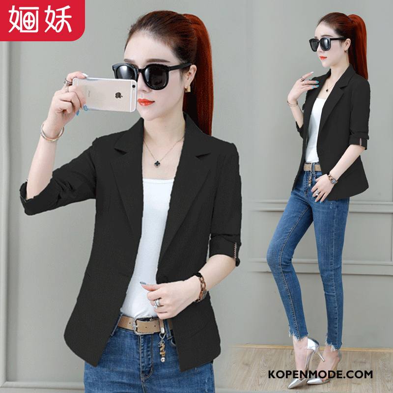 Blazer Dames Herfst Dunne Voorjaar Nieuw Slim Fit Vrouwen Zwart