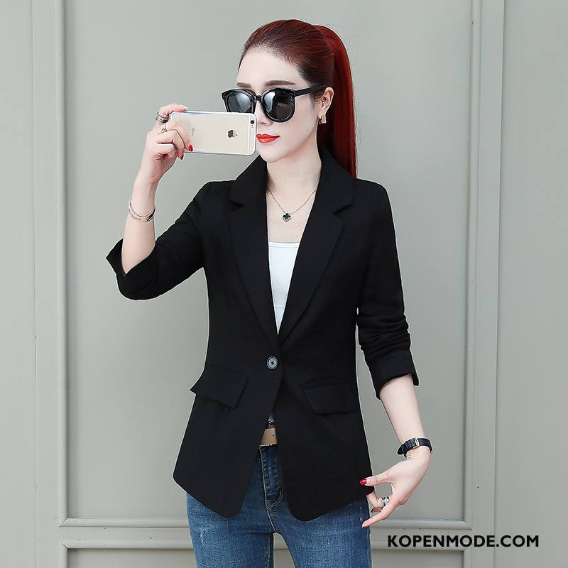 Blazer Dames Kort Mini Pak Jasje Vrouwen Slim Fit Trend Geel