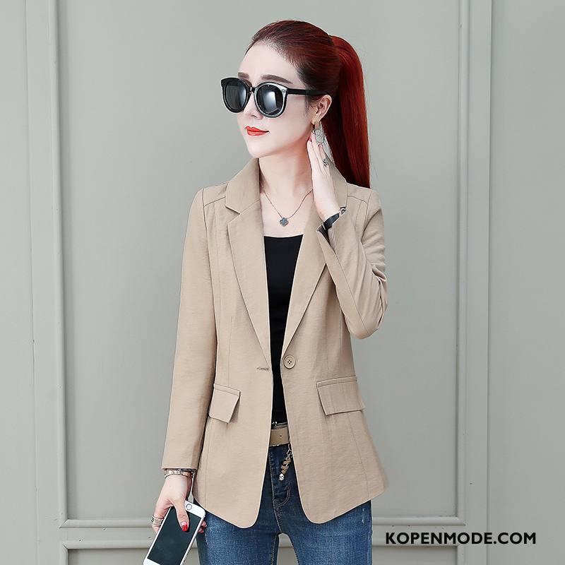 Blazer Dames Kort Mini Pak Jasje Vrouwen Slim Fit Trend Geel