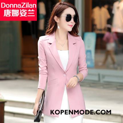 Blazer Dames Vrouwen Casual Herfst Lang Trend Voorjaar Wit Groen