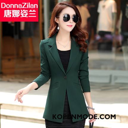 Blazer Dames Vrouwen Casual Herfst Lang Trend Voorjaar Wit Groen