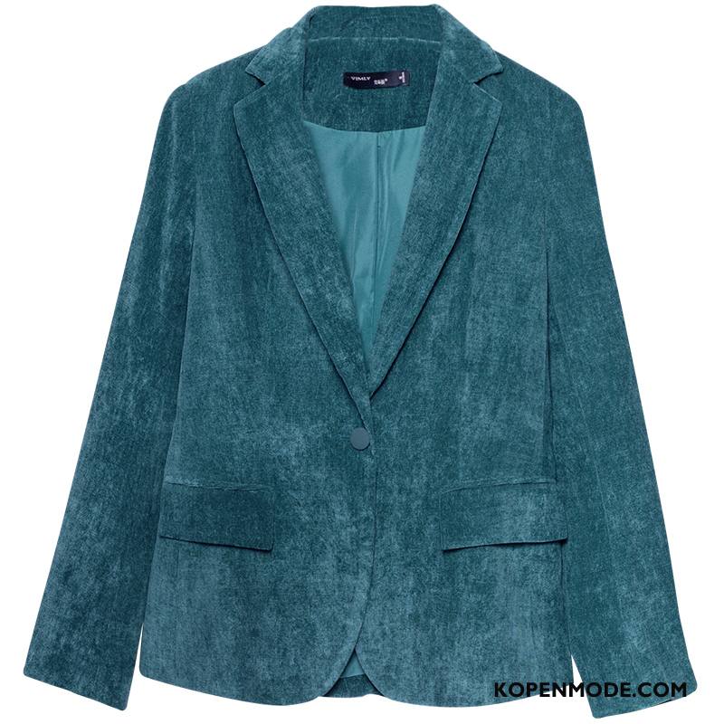 Blazer Dames Vrouwen Herfst Vintage Voorjaar Nieuw Mode Donkergroen