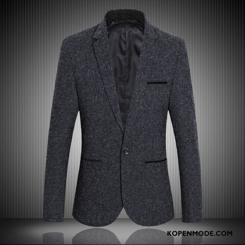 Blazer Heren Mannen Jas Bedrijf Casual Slim Fit Jasje Grijs