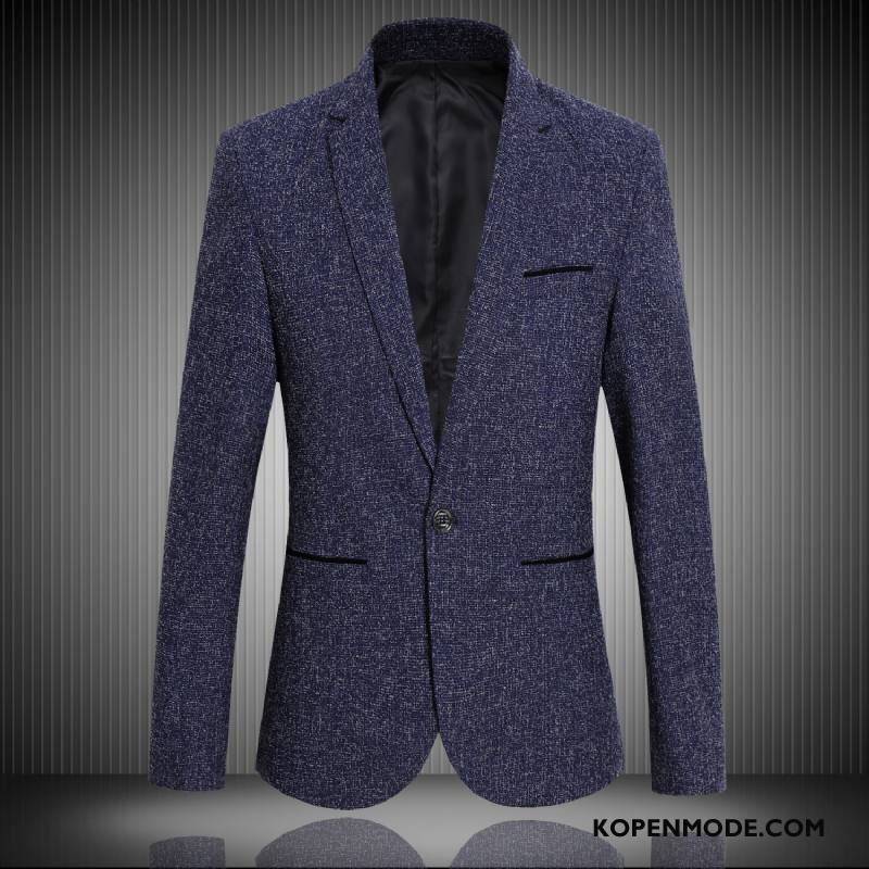 Blazer Heren Mannen Jas Bedrijf Casual Slim Fit Jasje Grijs