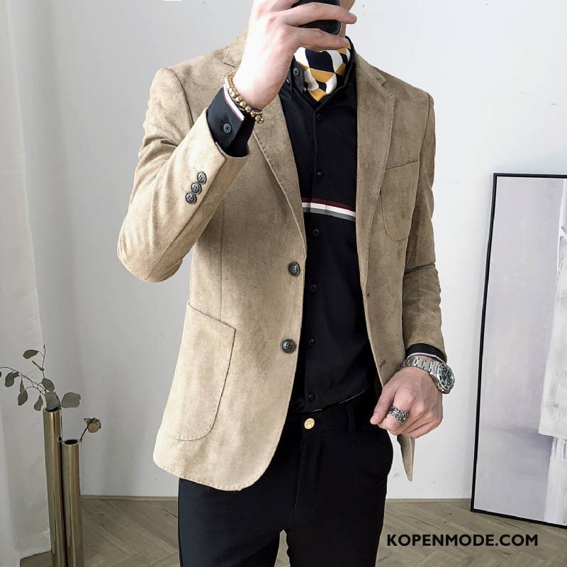 Blazer Heren Pak Jasje Mannen Jeugd Slim Fit Casual Trend Rood Grijs