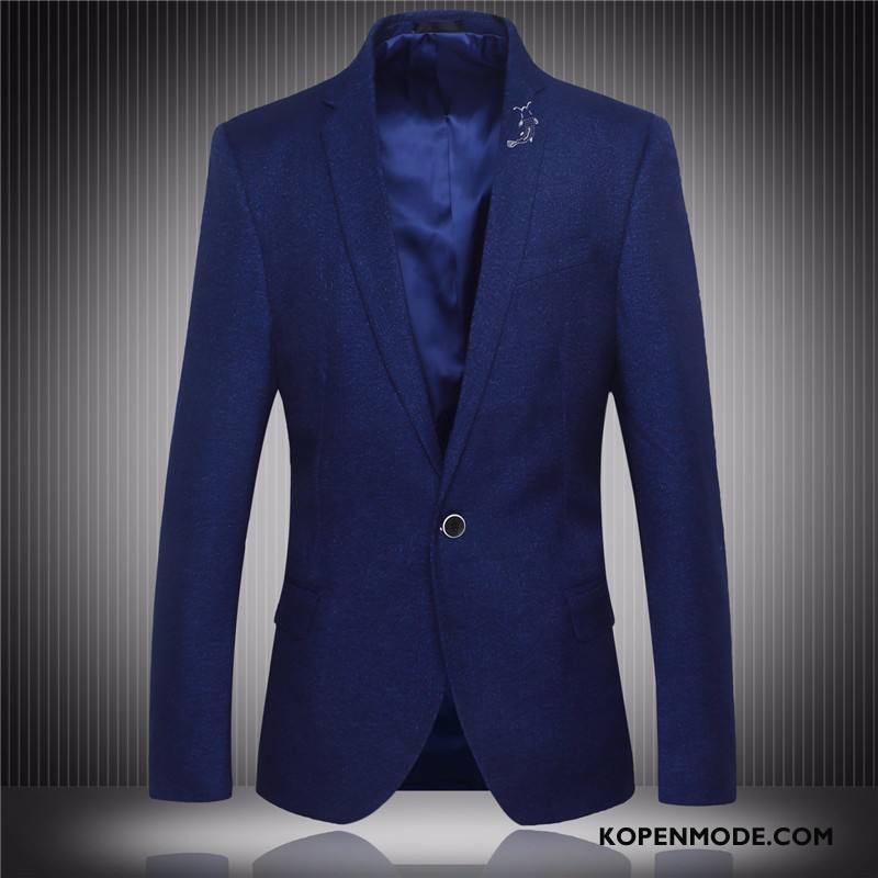 Blazer Heren Sterrenbeeld Winter Pak 2018 Mannen Slim Fit Marineblauw