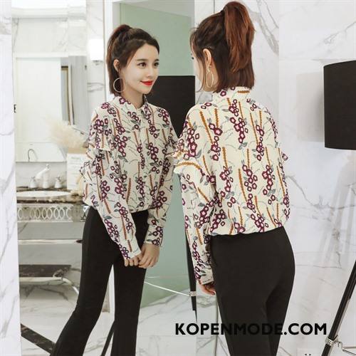 Blouses Dames 2018 Vers Kant Voorjaar Mode Elegante Karamel Kleur