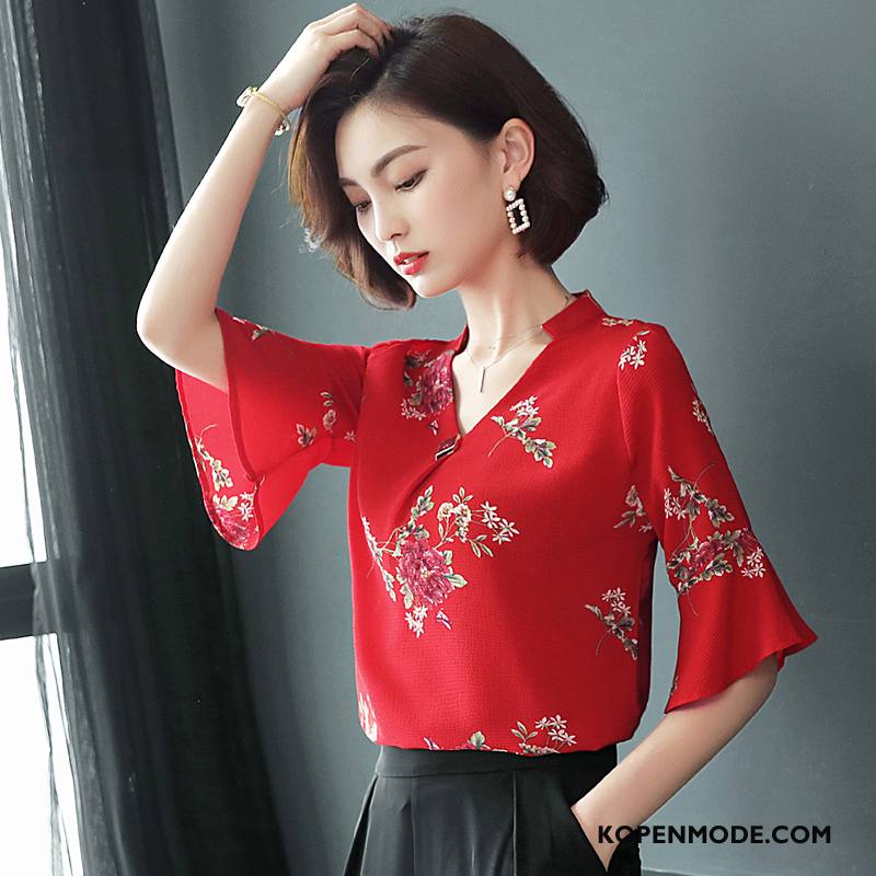 Blouses Dames Eenvoudige Mooi Straat Kant Zomer Slim Fit Wit