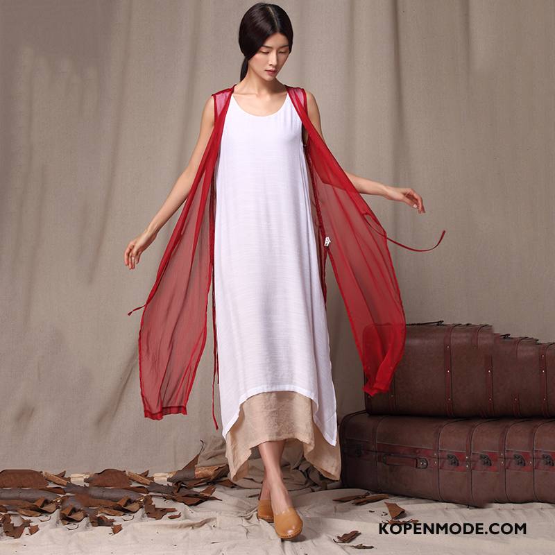 Blouses Dames Korte Mouw Lang Cardigan Zomer 2018 Losse Effen Kleur Kaki Donker