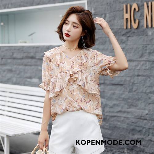 Blouses Dames Trend Verbinding Zomer Pullover Elegante Mouw