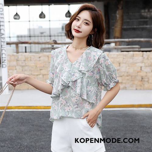 Blouses Dames Trend Verbinding Zomer Pullover Elegante Mouw