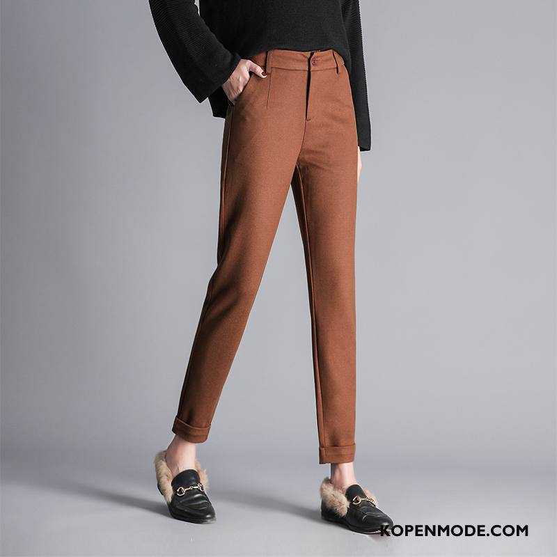 Broeken Dames Dikke Eenvoudige Slim Fit Harlan Geruit Winter Effen Kleur