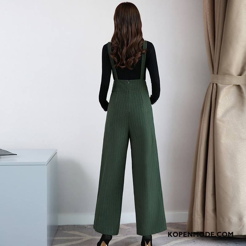 Broeken Dames Slim Fit Elegante Bretels Trend Winter Dunne Effen Kleur Groen