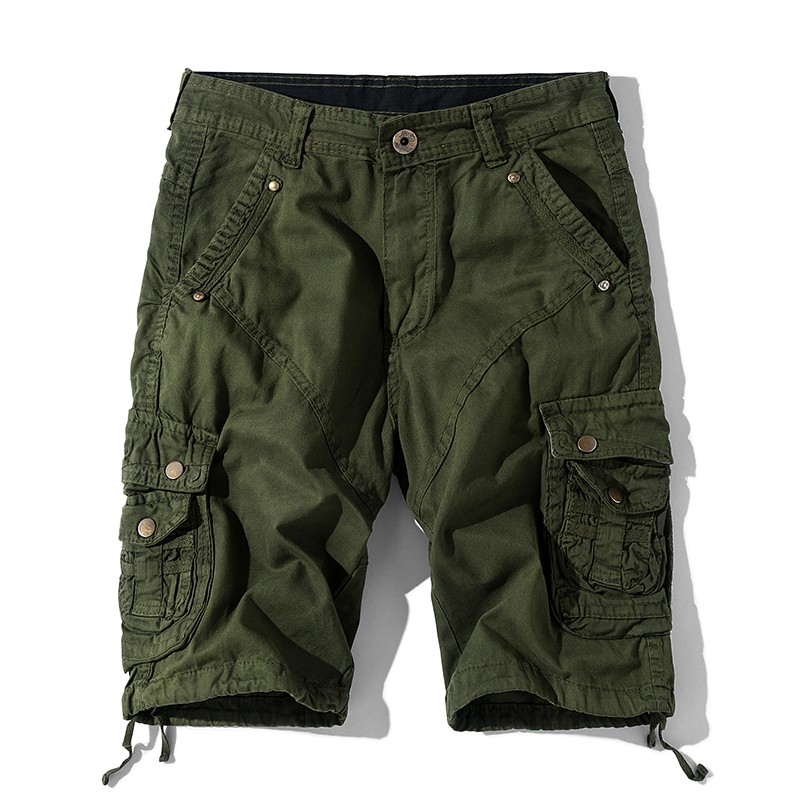 Broeken Heren Cargo Korte Broek Losse Cargo Broek Mannen Casual Broek Effen Kleur Bruine