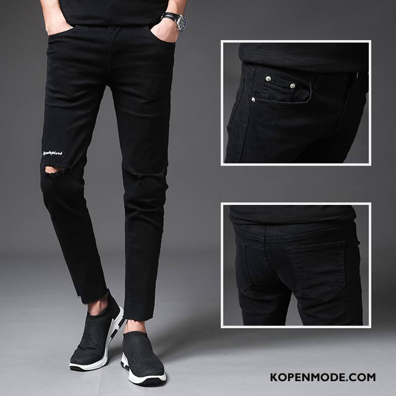 Broeken Heren Casual Broek Jeugd Mannen Slim Fit Nieuw Mini Wit Zwart