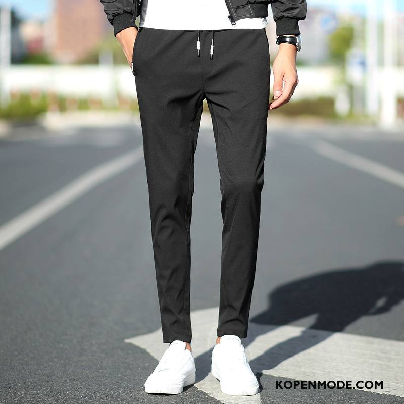 Broeken Heren Casual Strak Slim Fit Potlood Broek Nieuw Voorjaar Zwart