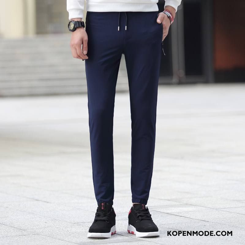 Broeken Heren Dunne Joggingbroek Mannen Potlood Broek Snel Droog Zomer Donkerblauw Effen Kleur