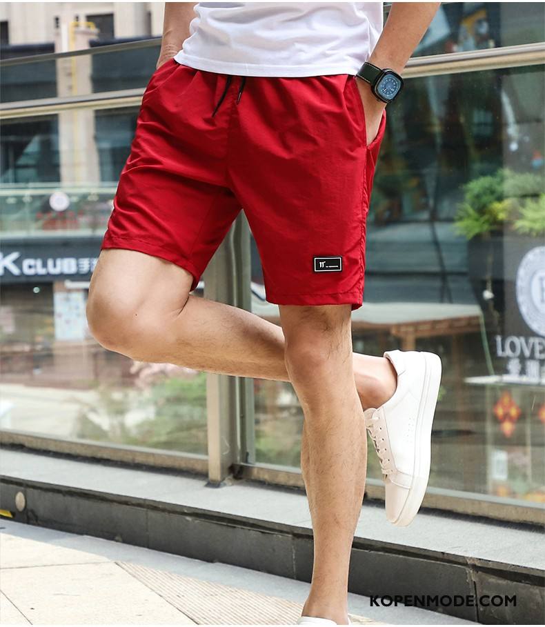 Broeken Heren Groot Losse Korte Broek Mannen Trend Katoen Zandkleur Rood