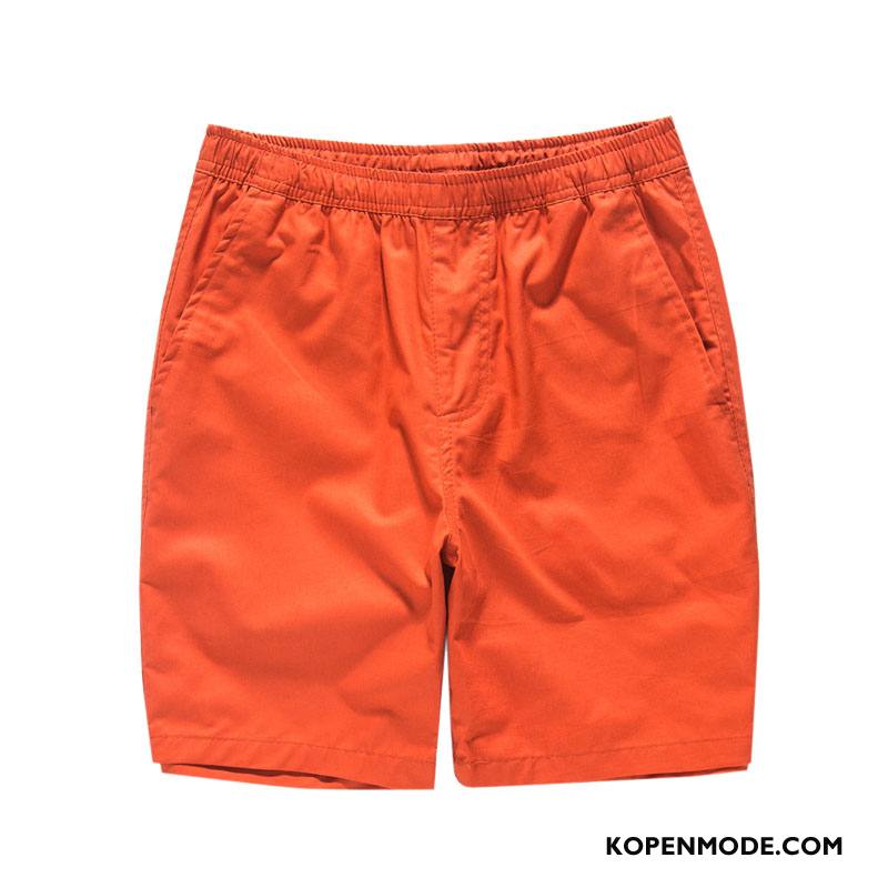 Broeken Heren Korte Broek Casual Broek Elastiek Katoen Riem Lovers Zandkleur Rood Oranje