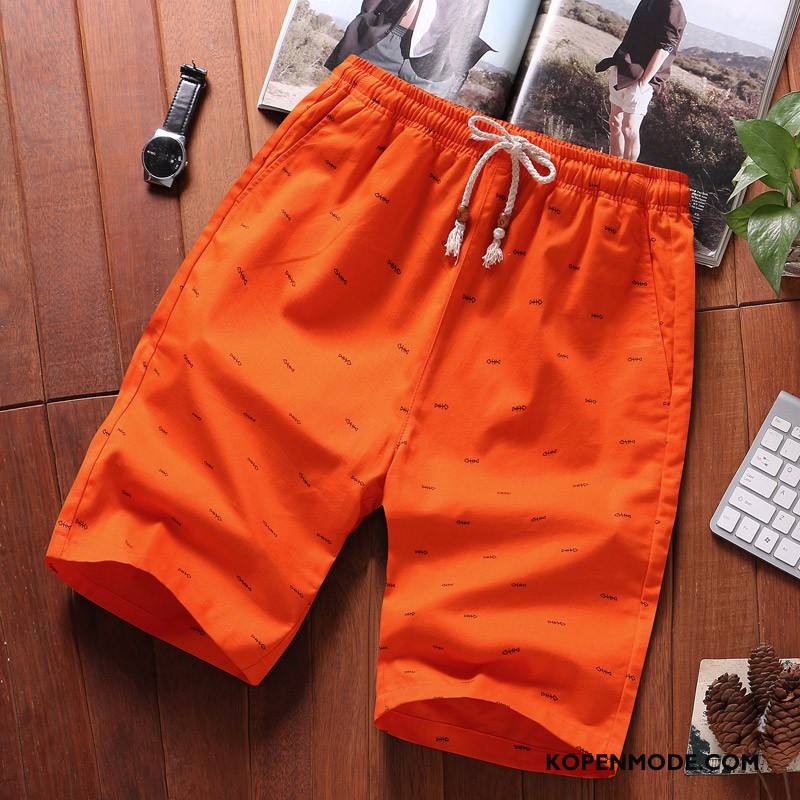 Broeken Heren Korte Broek Zomer Mannen Trend Casual Oranje