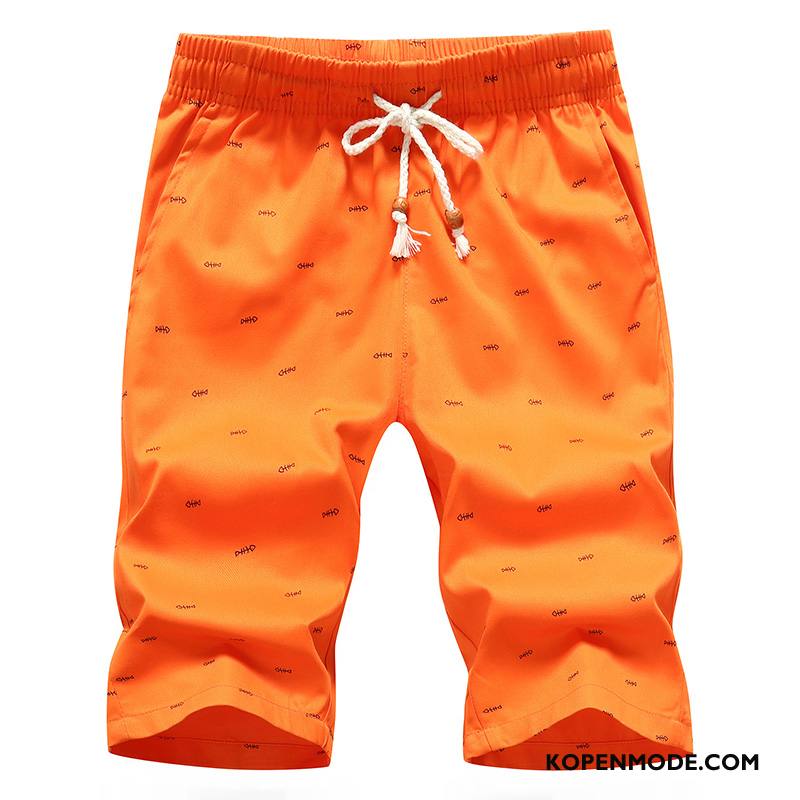 Broeken Heren Losse Casual Korte Broek Groot Mannen Trend Zandkleur Rood Oranje