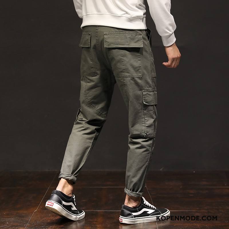 Broeken Heren Losse Mode Cargo Broek Strak Mannen Trend Wit Zwart