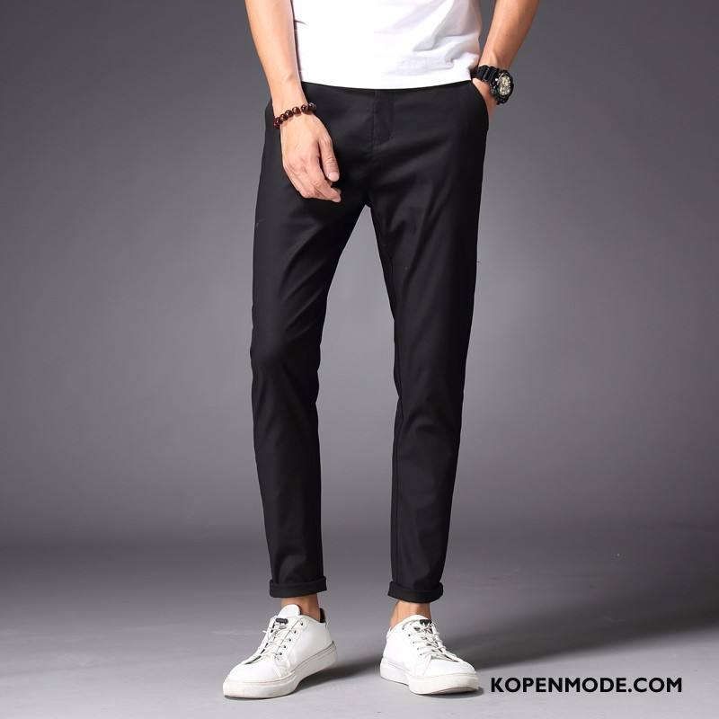 Broeken Heren Mannen Slim Fit Zomer Dunne Casual Broek Mini Grijs