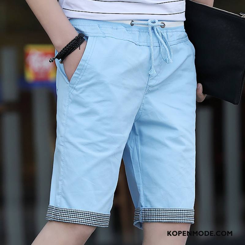 Broeken Heren Mannen Zomer Trend Casual Broek Losse Korte Broek Lichtblauw Zandkleur