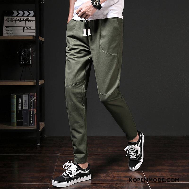 Broeken Heren Mini Trend Casual Broek Mannen Strak Legergroene