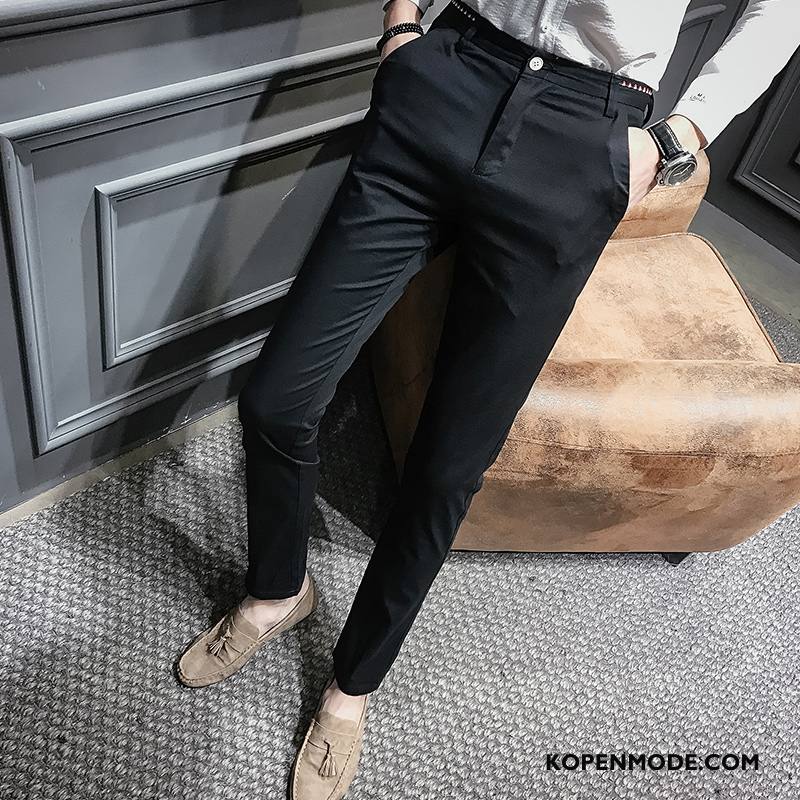 Broeken Heren Slim Fit Casual Broek Mode Katoen En Linnen Kaki