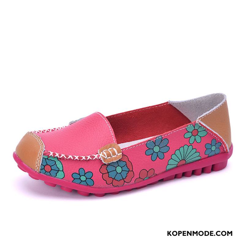 Casual Schoenen Dames Bedrukken Platte Zool Vrouw Alle Wedstrijden Bootschoenen Comfortabele Geel