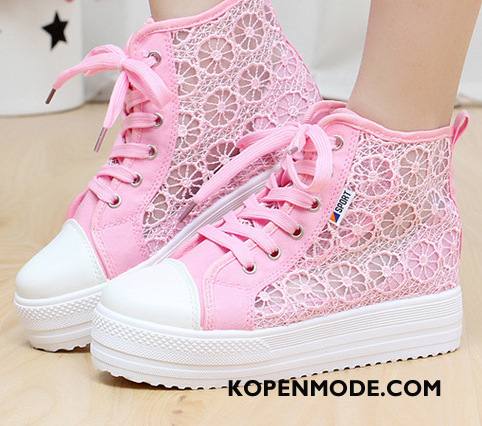 Casual Schoenen Dames Kleur Sport Trend Zoet Canvas Platform Roze