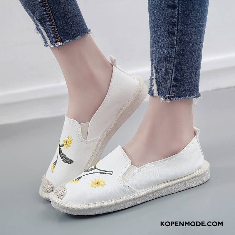 Casual Schoenen Dames Slip On Student 2018 Canvas Plat Zomer Zwart