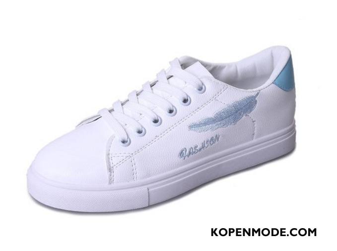 Casual Schoenen Dames Vrouwen Student Voorjaar Kant Ronde Kop Plat Roze Wit