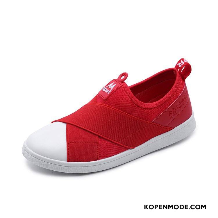 Casual Schoenen Dames Vrouwen Textiel Elastiek Voorjaar Mooi Plat Roze Rood Gemengde Kleuren