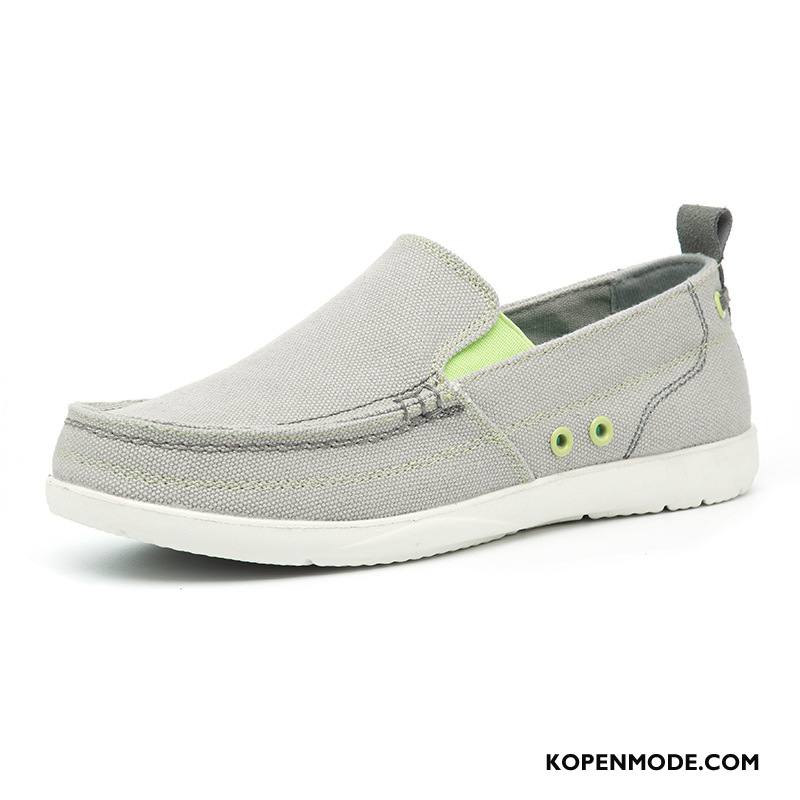 Casual Schoenen Heren Laag Ademende Canvas Plat Slip On Skateboard Schoenen Blauw