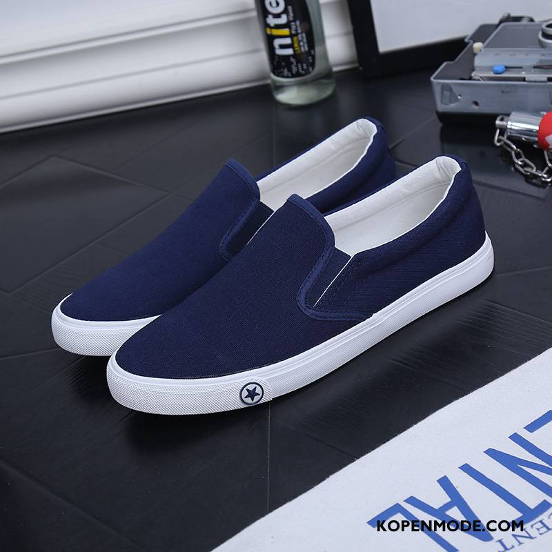 Casual Schoenen Heren Textiel Binnen Canvas Mocassin Werk Mannen Blauw