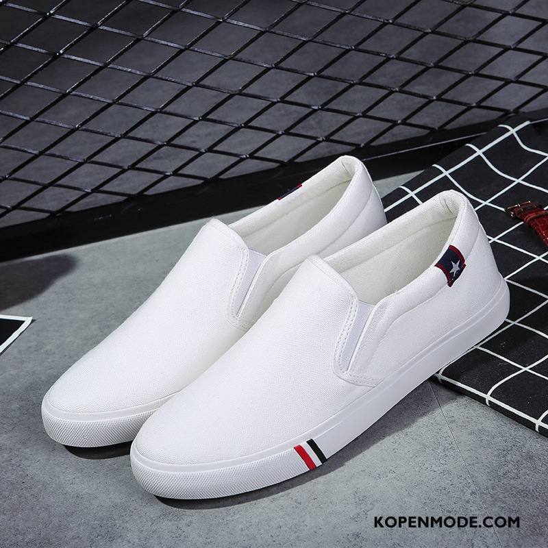 Casual Schoenen Heren Trend Student Mannen Slip On Canvas Wit