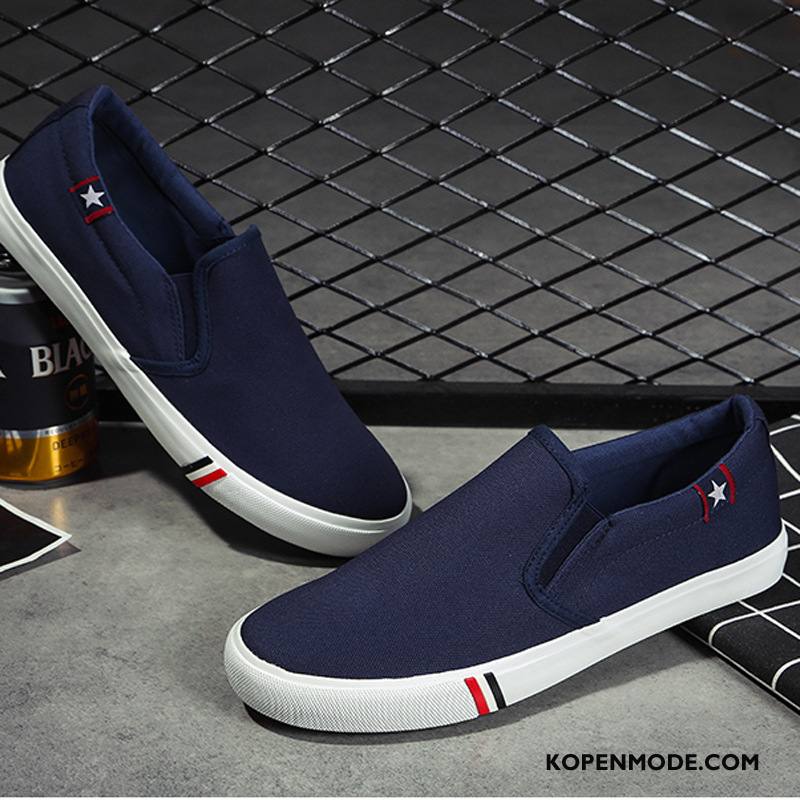 Casual Schoenen Heren Trend Student Mannen Slip On Canvas Wit