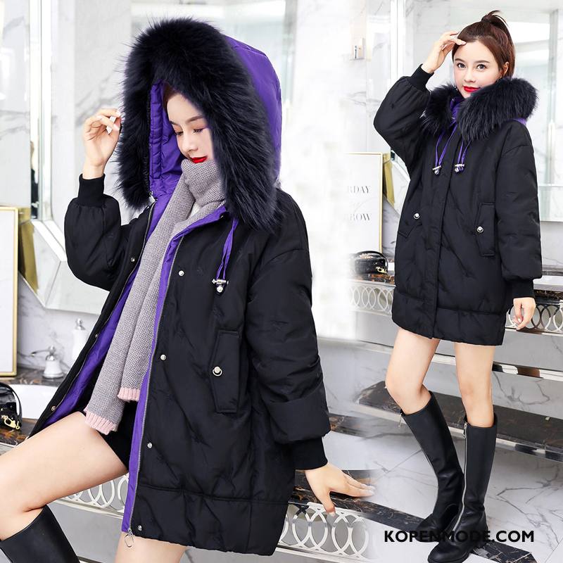 Donsjassen Dames Nieuw Hoodie Winter Kleding Eendendons Lang Donsjack Purper Wit Zwart