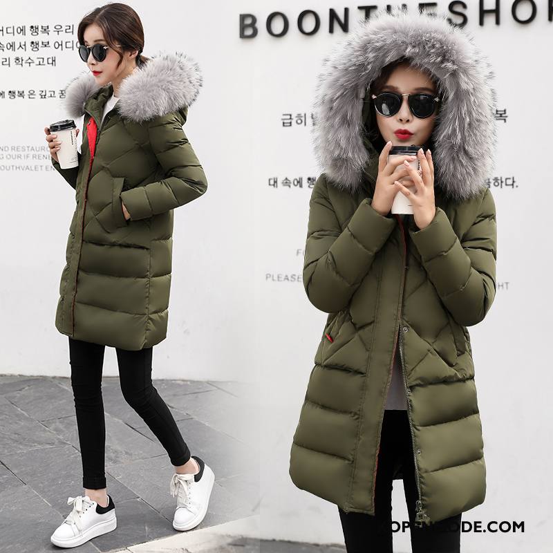 Donsjassen Dames Trend Winter Rits Lang Lange Mouwen Mode Effen Kleur Grijs Licht