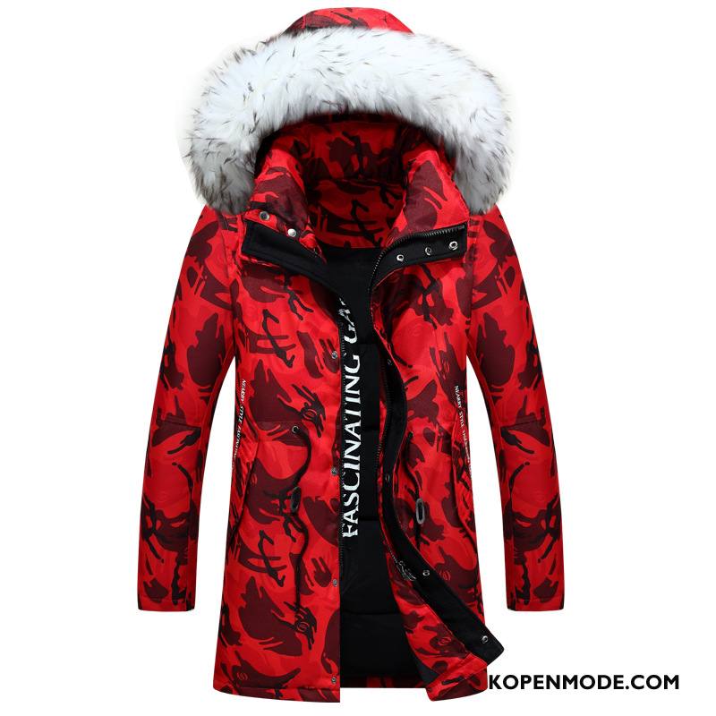 Donsjassen Heren Groot Nieuw Donsjack Katoenen Jas Hoodie Winter Kleding Rood