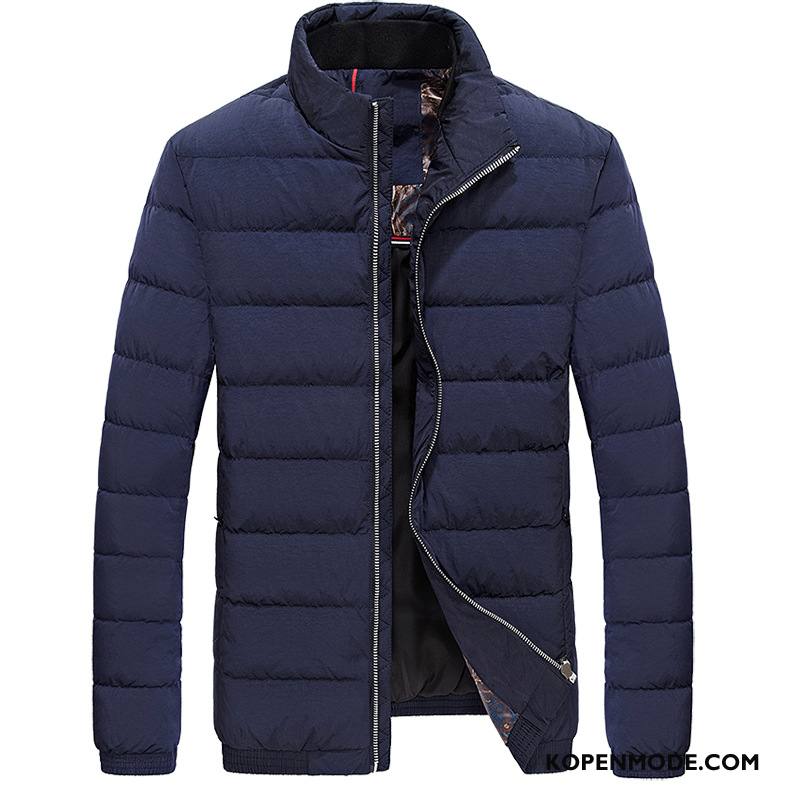 Donsjassen Heren Mannen 2018 Casual Winter Nieuw Kort Donkerblauw Effen Kleur