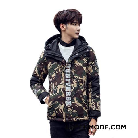 Donsjassen Heren Slim Fit Jeugd 2018 Kort Hoodie Donsjack Camouflage Rood