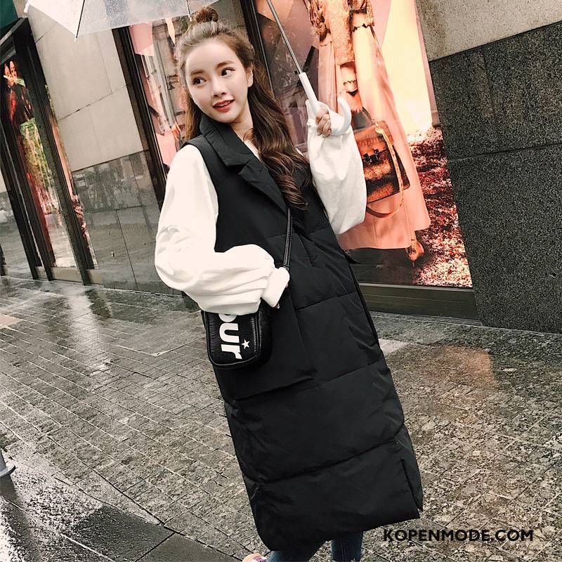 Gilet Dames Elegante Lange Slim Fit Winter Pak Polyester Karamel Kleur Effen Kleur