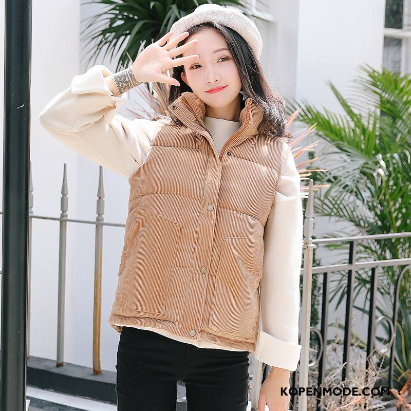 Gilet Dames Trend 2018 Hoge Kraag Elegante Winter Rits Effen Kleur Grijs