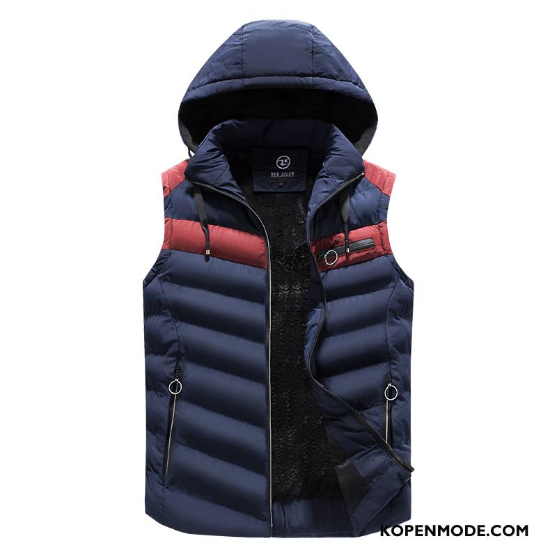 Gilet Heren Casual Dikke Mannen Trend Plus Kasjmier Jas Donkerblauw