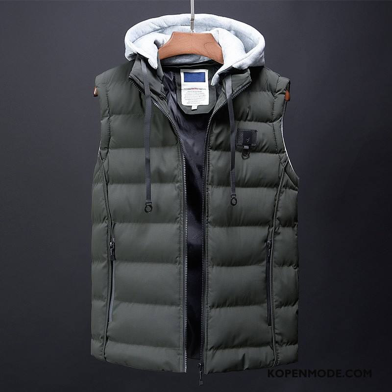 Gilet Heren Dikke Casual Herfst Winter Trend Mooi Grijs