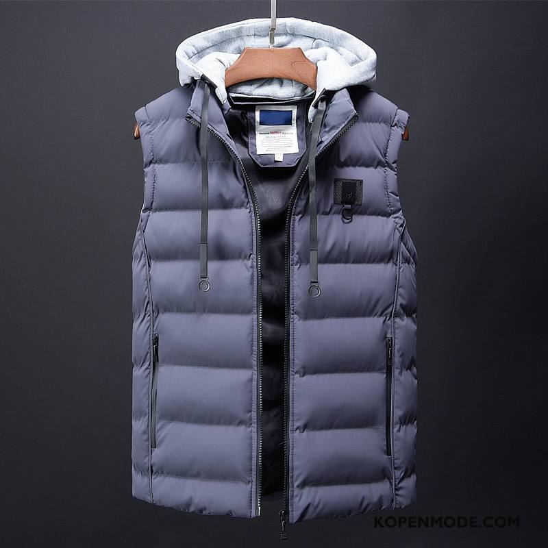 Gilet Heren Dikke Casual Herfst Winter Trend Mooi Grijs