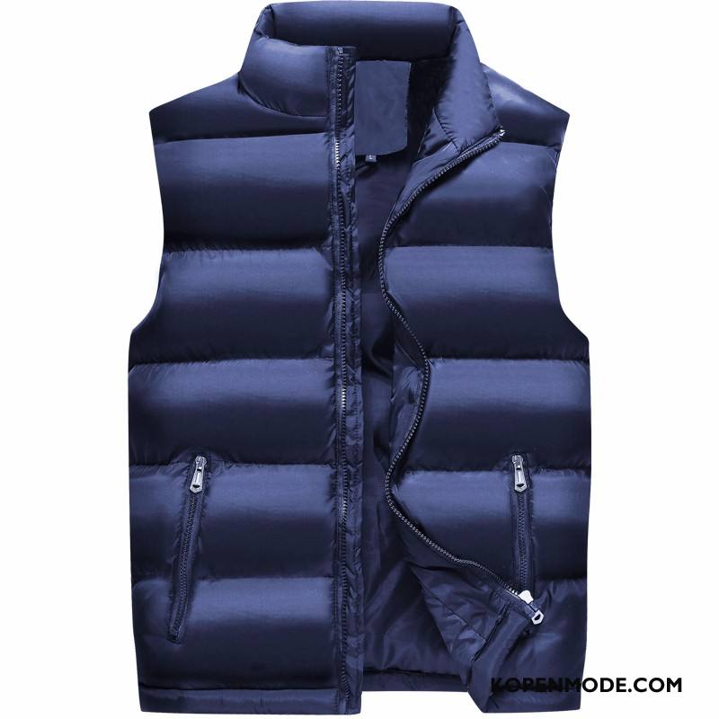 Gilet Heren Grote Maten Mannen Katoenen Jas Onderhemd Dikke Trend Donkerblauw